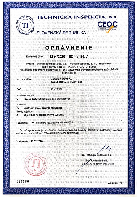 technicka sinspekcia opravnenie